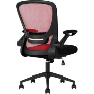 imageHome Office Chair Ergonomic Desk Chair Mesh Computer Chair Swivel Rolling Executive Task Chair with Lumbar Support Arms Mid Back Adjustable Chair for Men Adults BlackRed