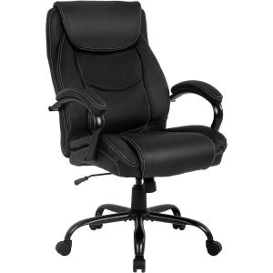 imageOffice Chairs for Heavy People Big and Tall 500lbs Wide Seat Ergonomic PU Leather Desk Chair Adjustable Rolling Swivel Executive Computer Chair with Lumbar Support Headrest Task Chair Black
