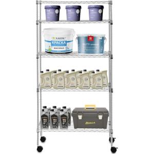 imagePayLessHere  6Tier Wire Shelf with Wheels  48quotx18quotx82quot  Chrome  Adjustable Racks  HeavyDuty Storage Shelves Holds Upto 510 lbs  RustResistant NoTool Assembly  for Home Garage ShelvingChrome