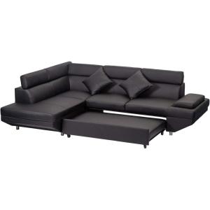 imageSofa Sectional Sofa 2 Piece Modern Contemporary for Living Room Futon Sofa Bed Couches and Sofas Sleeper Sofa Modern Sofa Corner Sofa Faux Leather QueenBlack
