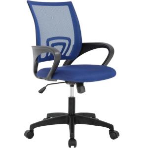 imageBestOffice  Ergonomic Office Chair  MidBack Swivel Desk Chair  Breathable Backrest ampamp Lumbar Support  Adjustable Height  Sponge Seat  Rolling Wheels  Black  for Adults ampamp WomenDark Blue