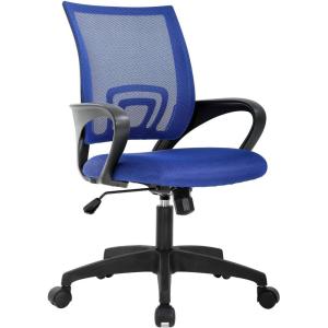 imageBestOffice  Ergonomic Office Chair  MidBack Swivel Desk Chair  Breathable Backrest ampamp Lumbar Support  Adjustable Height  Sponge Seat  Rolling Wheels  Black  for Adults ampamp WomenBlue