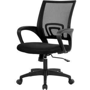 imageBestOffice  Ergonomic Office Chair  MidBack Swivel Desk Chair  Breathable Backrest ampamp Lumbar Support  Adjustable Height  Sponge Seat  Rolling Wheels  Black  for Adults ampamp WomenDark Black