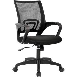 imageBestOffice  Ergonomic Office Chair  MidBack Swivel Desk Chair  Breathable Backrest ampamp Lumbar Support  Adjustable Height  Sponge Seat  Rolling Wheels  Black  for Adults ampamp WomenBlack