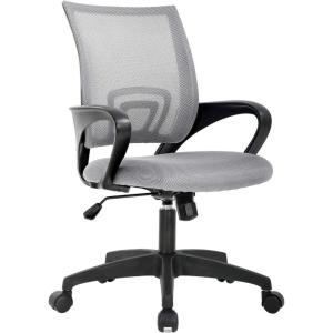 imageBestOffice  Ergonomic Office Chair  MidBack Swivel Desk Chair  Breathable Backrest ampamp Lumbar Support  Adjustable Height  Sponge Seat  Rolling Wheels  Black  for Adults ampamp WomenGrey