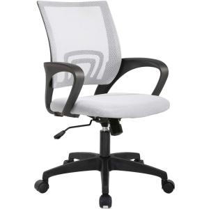 imageBestOffice  Ergonomic Office Chair  MidBack Swivel Desk Chair  Breathable Backrest ampamp Lumbar Support  Adjustable Height  Sponge Seat  Rolling Wheels  Black  for Adults ampamp WomenWhite
