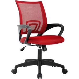 imageBestOffice  Ergonomic Office Chair  MidBack Swivel Desk Chair  Breathable Backrest ampamp Lumbar Support  Adjustable Height  Sponge Seat  Rolling Wheels  Black  for Adults ampamp WomenRed