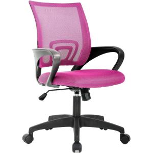 imageBestOffice  Ergonomic Office Chair  MidBack Swivel Desk Chair  Breathable Backrest ampamp Lumbar Support  Adjustable Height  Sponge Seat  Rolling Wheels  Black  for Adults ampamp WomenPink