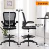 imageDrafting Chair Tall Office Chair Adjustable Height with Lumbar Support Flip Up Arms Footrest Mid Back Task Mesh Desk Chair Computer Chair Drafting Stool for Standing Desk BlackBlack