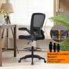 imageDrafting Chair Tall Office Chair Adjustable Height with Lumbar Support Flip Up Arms Footrest Mid Back Task Mesh Desk Chair Computer Chair Drafting Stool for Standing Desk BlackBlack