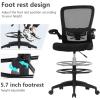 imageDrafting Chair Tall Office Chair Adjustable Height with Lumbar Support Flip Up Arms Footrest Mid Back Task Mesh Desk Chair Computer Chair Drafting Stool for Standing Desk BlackBblack