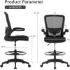 imageDrafting Chair Tall Office Chair Adjustable Height with Lumbar Support Flip Up Arms Footrest Mid Back Task Mesh Desk Chair Computer Chair Drafting Stool for Standing Desk BlackBblack