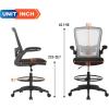 imageDrafting Chair Tall Office Chair Adjustable Height with Lumbar Support Flip Up Arms Footrest Mid Back Task Mesh Desk Chair Computer Chair Drafting Stool for Standing Desk BlackWhite