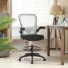 imageDrafting Chair Tall Office Chair Adjustable Height with Lumbar Support Flip Up Arms Footrest Mid Back Task Mesh Desk Chair Computer Chair Drafting Stool for Standing Desk BlackWhite