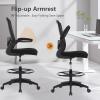 imageDrafting Chair Tall Office Chair Adjustable Height with Lumbar Support Flip Up Arms Footrest Mid Back Task Mesh Desk Chair Computer Chair Drafting Stool for Standing Desk BlackBblack
