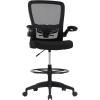 imageDrafting Chair Tall Office Chair Adjustable Height with Lumbar Support Flip Up Arms Footrest Mid Back Task Mesh Desk Chair Computer Chair Drafting Stool for Standing Desk BlackBblack