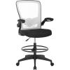 imageDrafting Chair Tall Office Chair Adjustable Height with Lumbar Support Flip Up Arms Footrest Mid Back Task Mesh Desk Chair Computer Chair Drafting Stool for Standing Desk BlackWhite